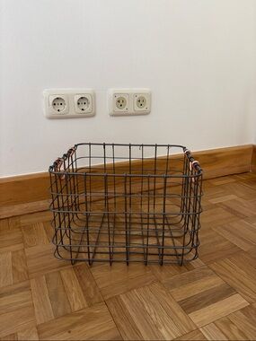 Threshold Small Milk Crate with Copper Handles